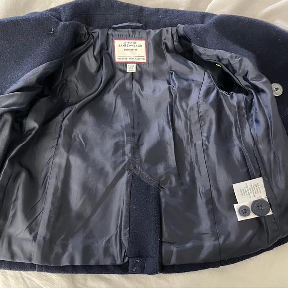 Janie and Jack girls wool blend navy double breasted pea coat size 6-12 … - Picture 7 of 7